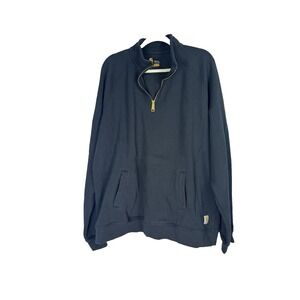 Carhartt Men 2XL Tall Sweatshirt Black 1/4 Zip Mock Neck Pocket Utility Workwear